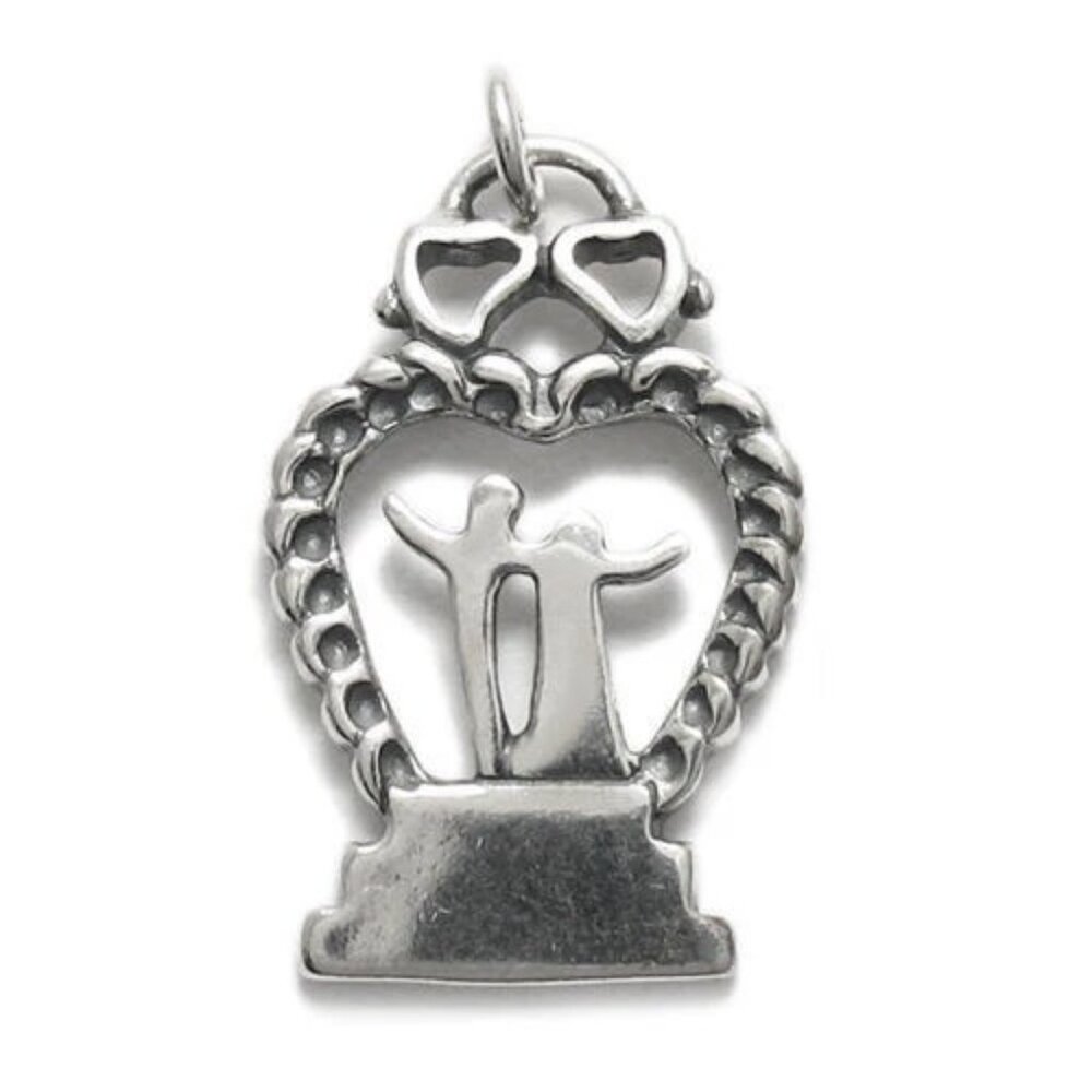 Unique Wedding Cake Topper Charm In Sterling Silver
